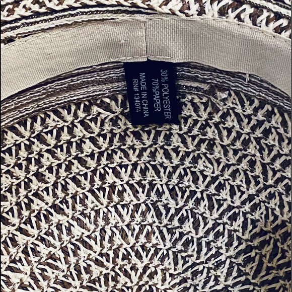 🌟2xHP🌟NWOT Marled Brown & Cream Floral Straw Hat - Picture 8 of 10